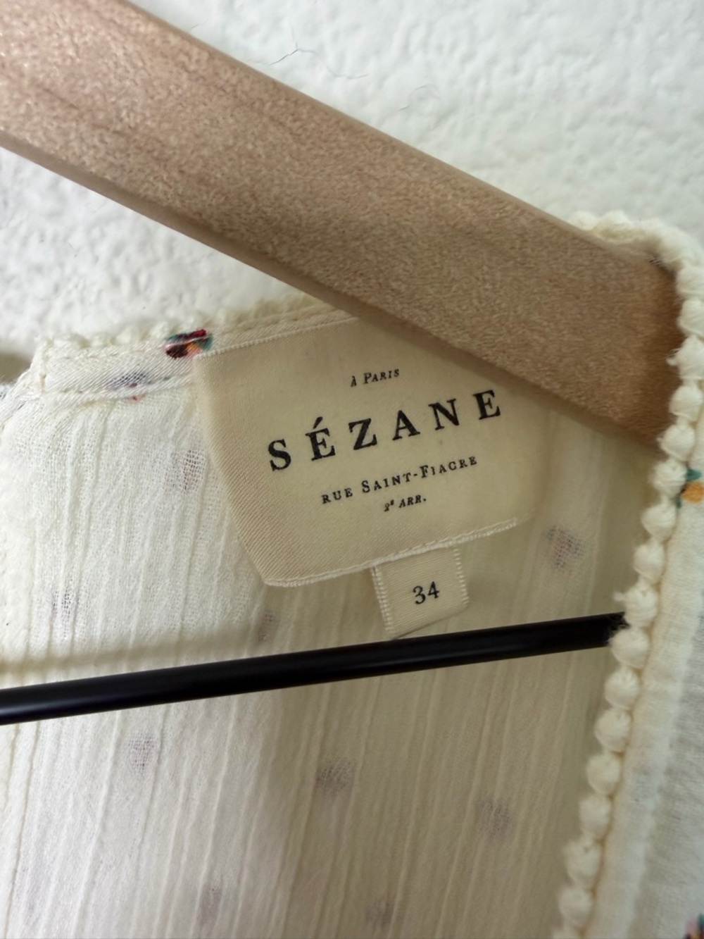 Sezane Grace Dress Embroidered Babydoll Tie Back Womens Size 34 / US XS - Picture 6 of 9